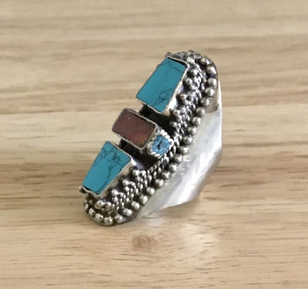 Turquoise Coral Ring
