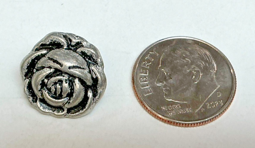 buttons silver tone 1/2" flower 6 pcs