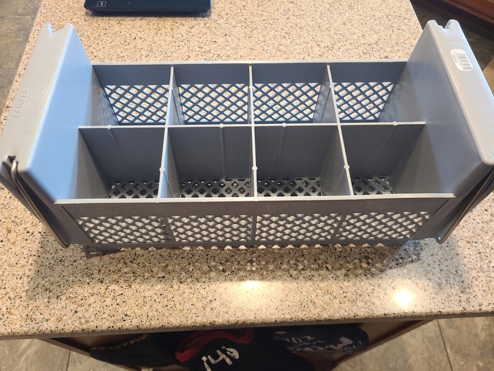 Cambro 8FB434151 Camrack Polypropylene 8-Compartment Half Flatware Basket with