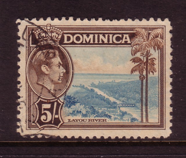 DOMINICA....  1938  5/- layou river used