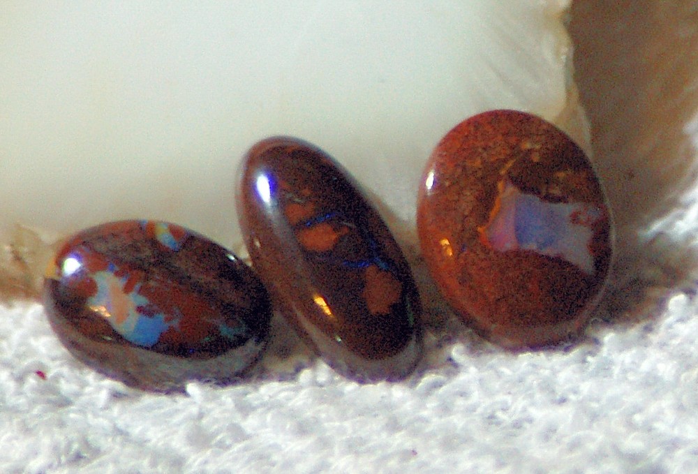 3 Koroit Boulder Opal  oval Cabochons
