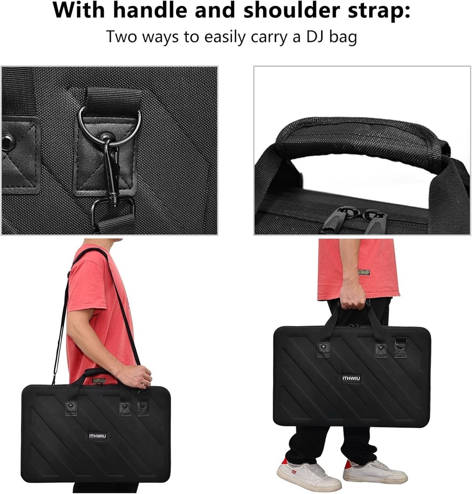 DJ Controller Case Hard Storage Bag Zipper Handle Shoulder Strap Padded Travel