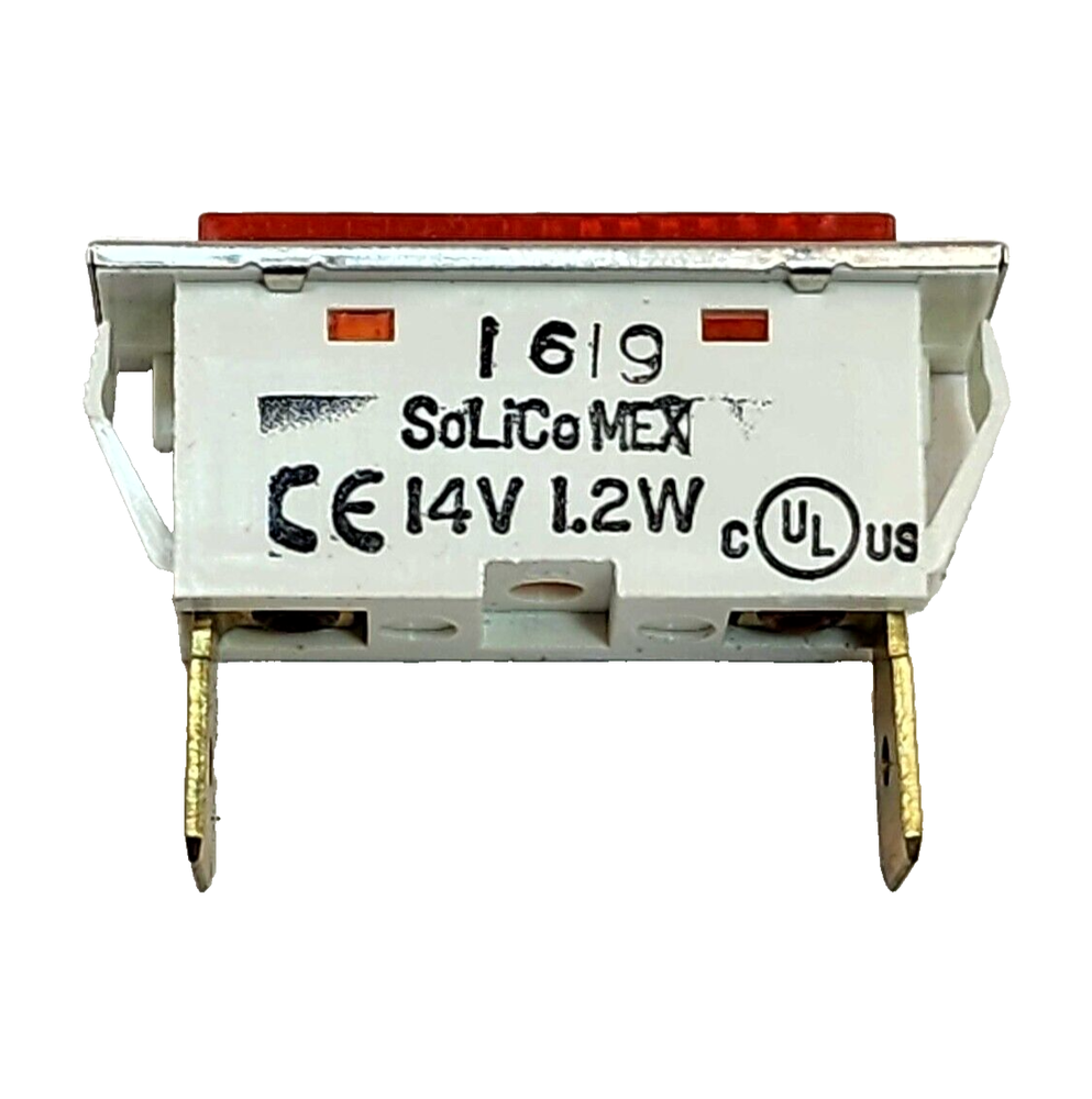 (1x) Solico - Amber - Rectangular Incandescent Indicator Light - .250" QC