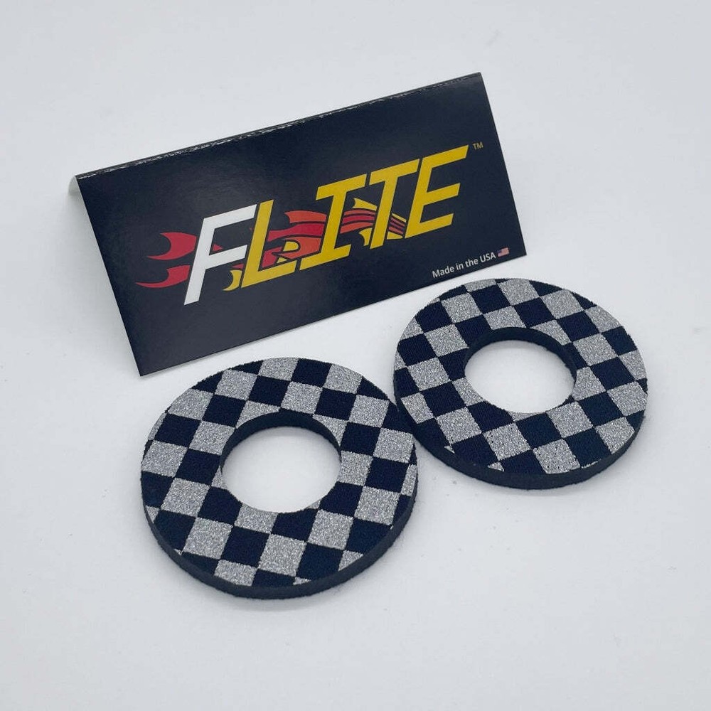 Grip Donuts - Anodized Checkered - for BMX/MX by Flite - Multiple Colors Availab