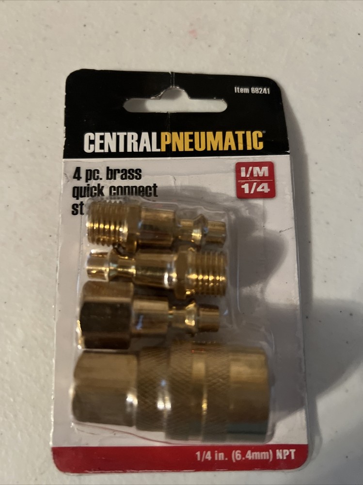 Central Pneumatic Brass Industrial Quick Coupler Set 4 Pc