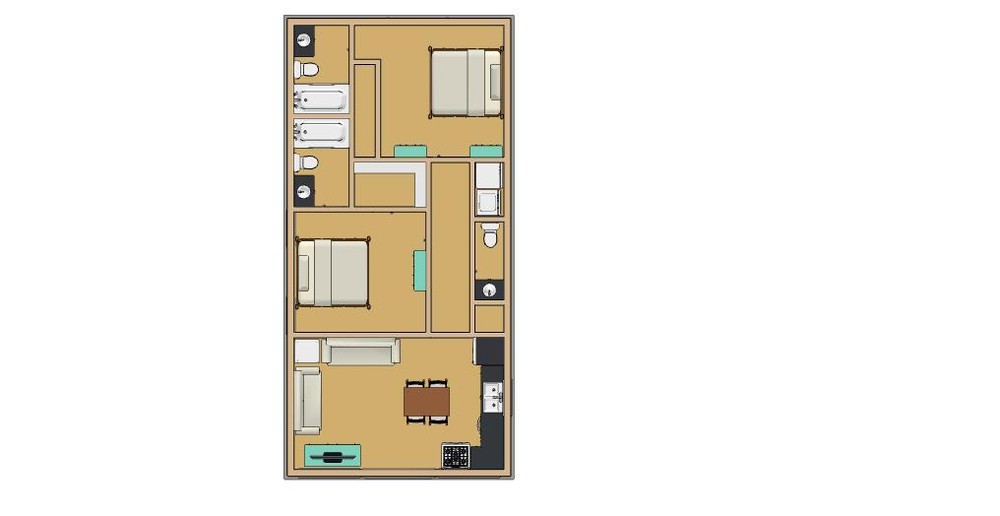 820sqft - 20'x41' - 2bedrms2.5baths - Tiny House Plan* - ala cart