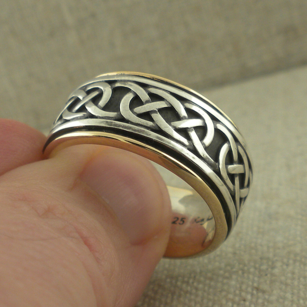 Sterling Silver & 10K Celtic Knot Wedding Ring KEITH JACK Various Sizes