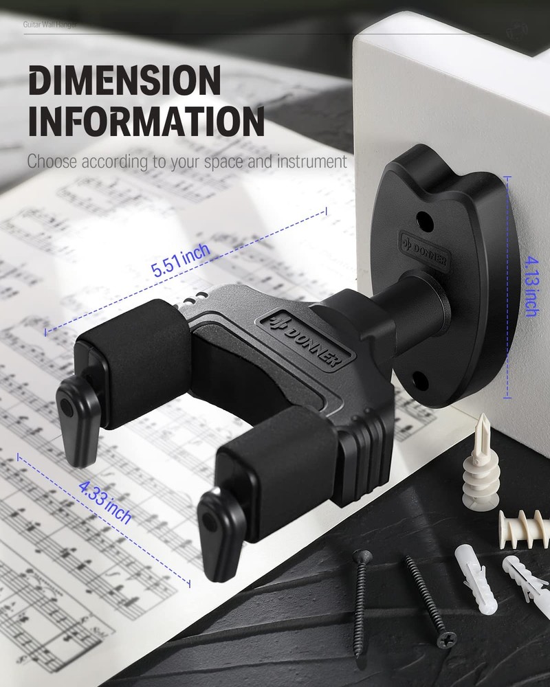 Donner Guitar Wall Mount 2 Pack Automatic Lock Space Saving Guitar Hanger