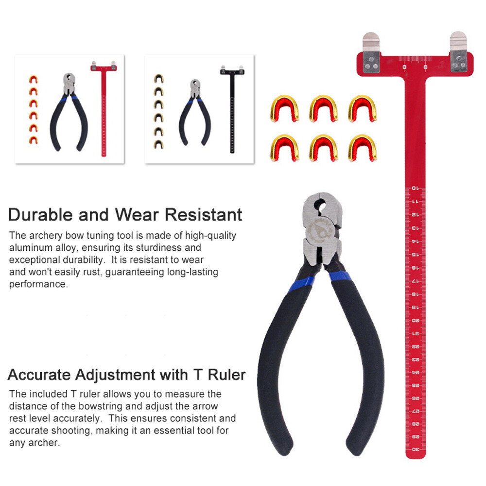 Archery Adjustment Tool Bow String Nocking Points Pliers T Squares Tuning C9F5