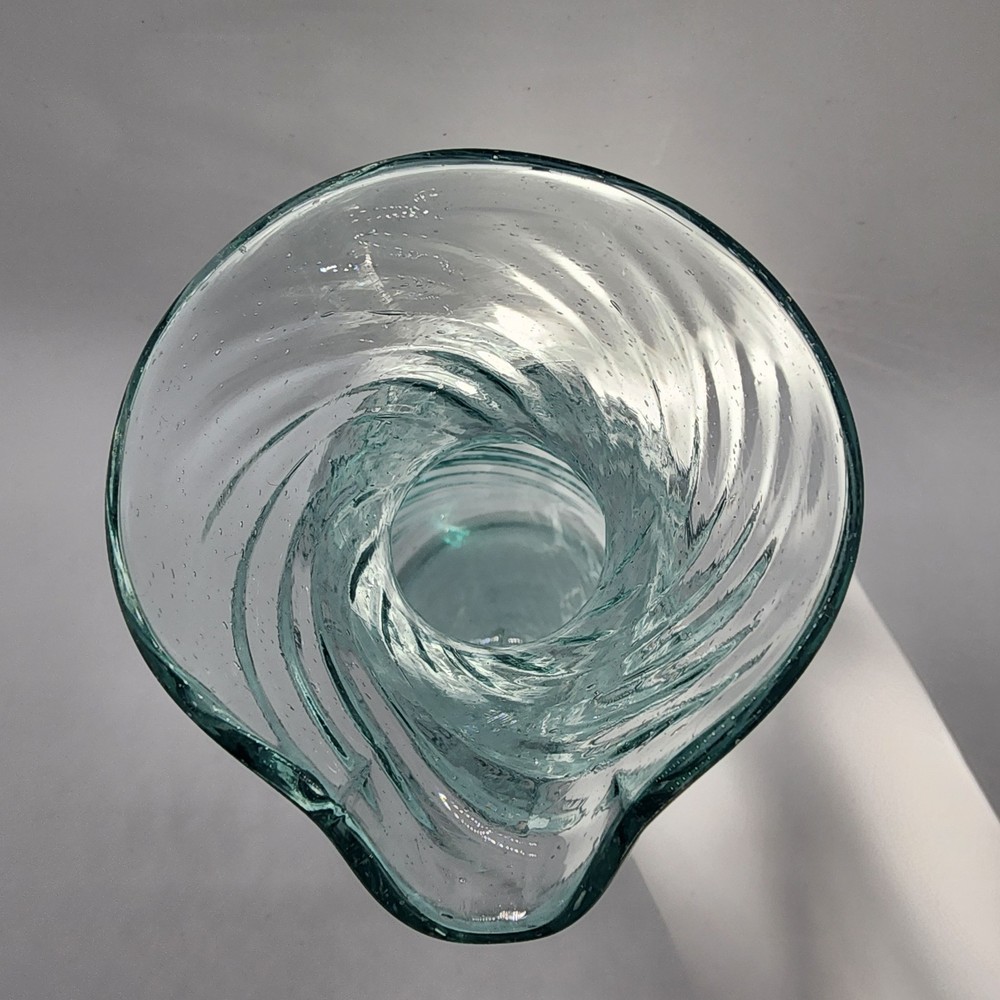 Clear Handblown Seeded Swirl Pitcher