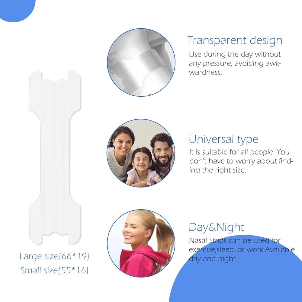 Invisible & Transparent Nasal Strips – 50 Soft & Comfortable Breathable Strips