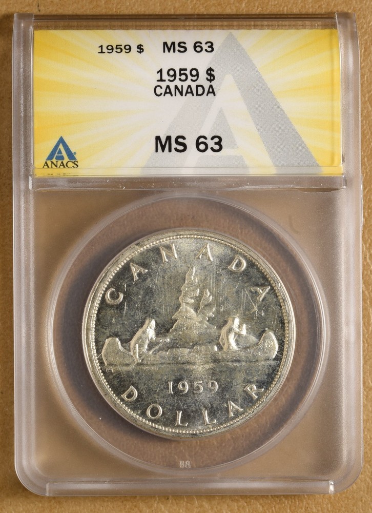 1959 Canada Silver Dollar ANACS MS63