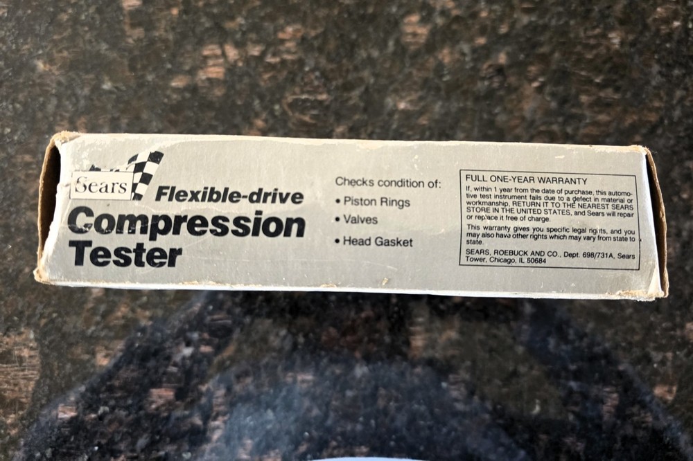 SEARS 28-2171 - VINTAGE Flexible Drive Engine Compression Tester Kit Great Shape