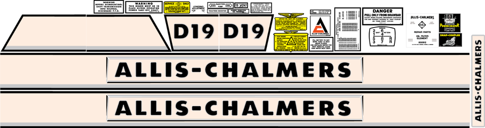 Allis Chalmers D19 Complete Decal Set