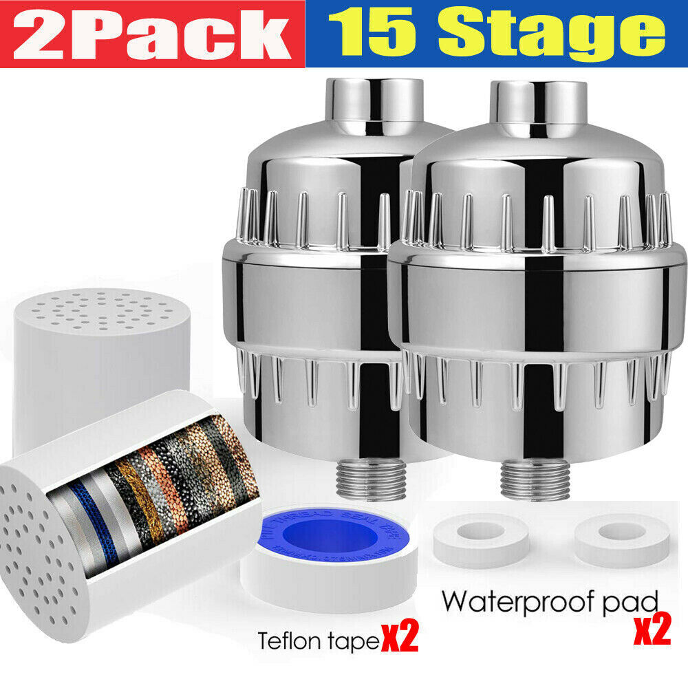 2 Pack 15 Stage Shower Filter for Hard Water Softener Remove Chlorine & Flouride