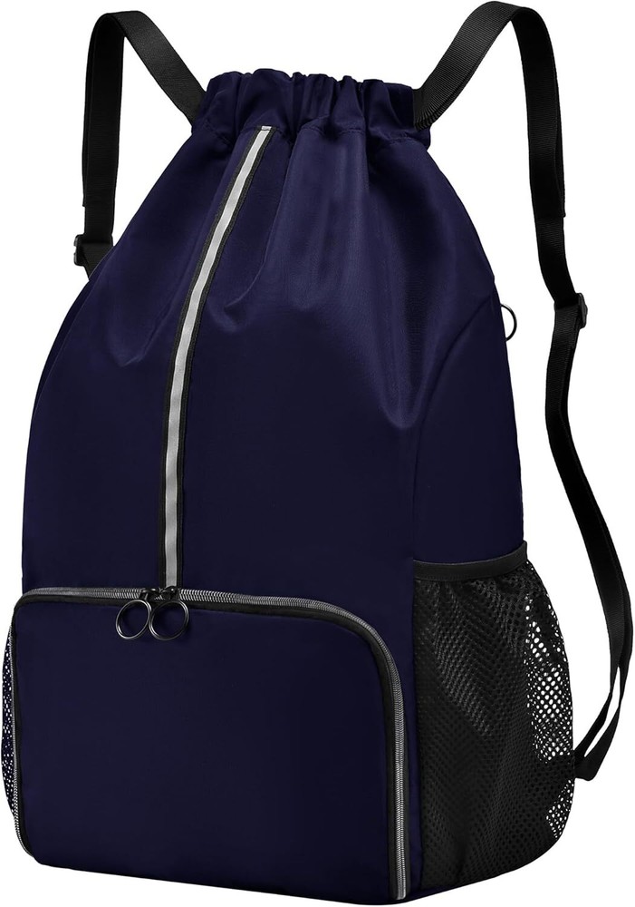 Drawstring Backpack Bag with Shoe Compartment, X-Large Gym, Beach, Royal Blue