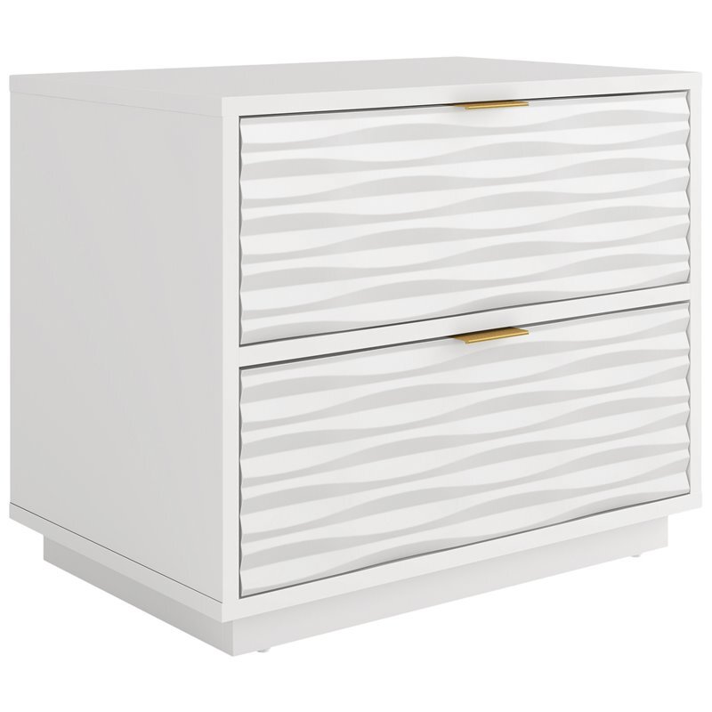 Pemberly Row Contemporary Engineered Wood Side Table in White