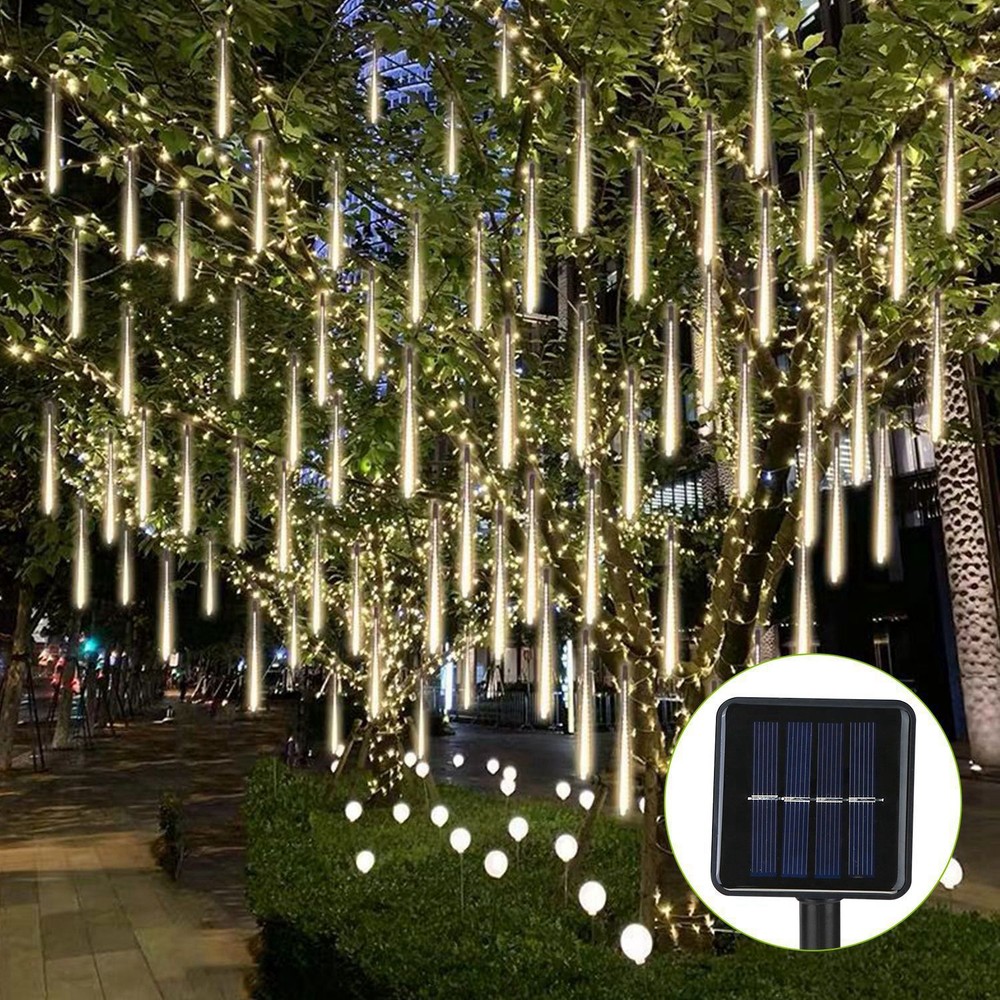9.84FT 144 LED Solar Lights Meteor Shower Rain Tree String Light Garden Party