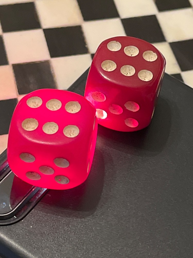 Old European bakelite oversized rounded red bakelite dice 051625@