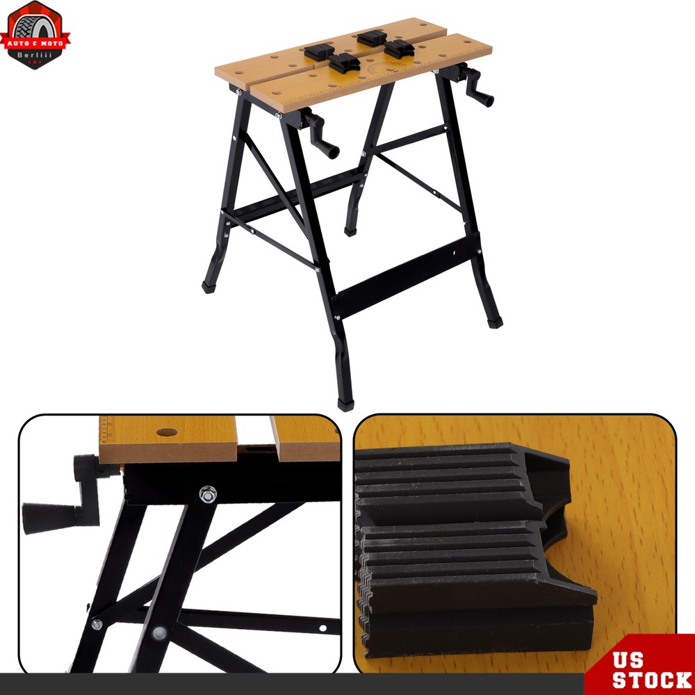 Adjustable Folding Workbench 220lbs Capacity with Built-in Ruler & Protractor