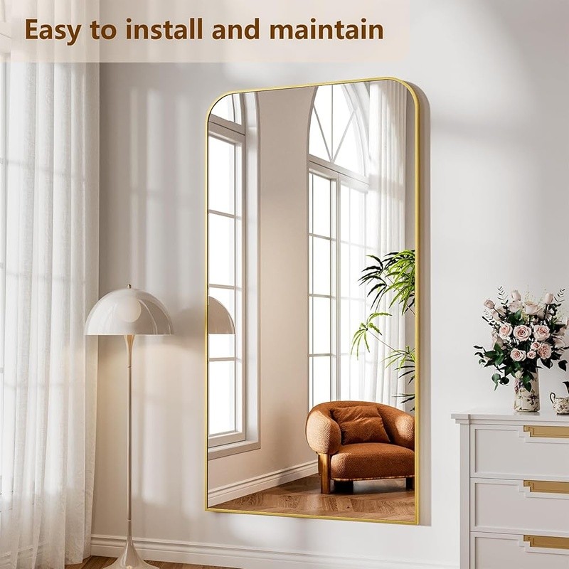Full Length Mirror Adjustable Stand HD Glass Rectangular Frame Home Decor New