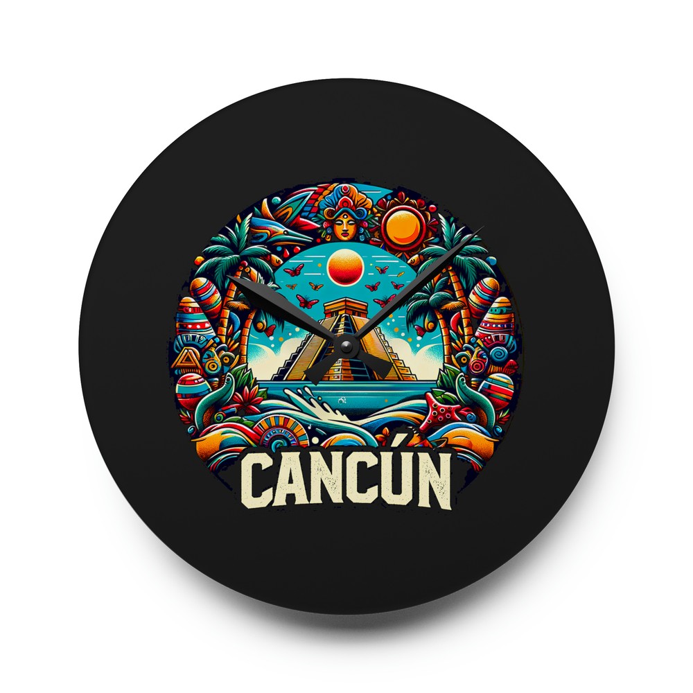 Cancun Mexico Wall Clock (Acrylic)