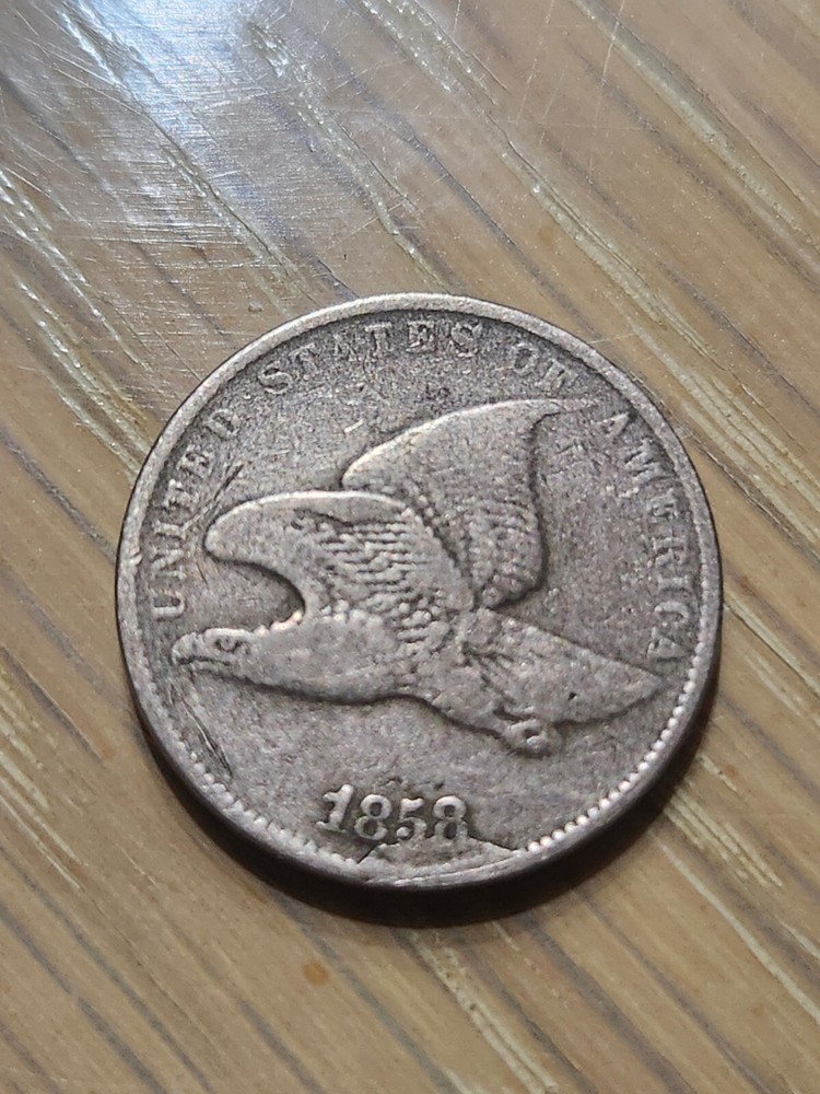1858 Large Letters Flying Eagle Cent Penny - Very Fine +