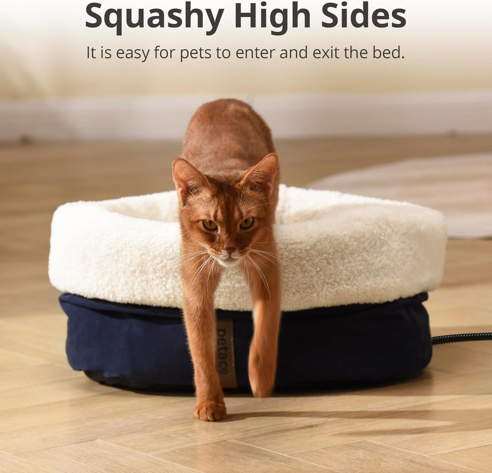 Heated Cat Bed with Auto Shut off Timer, 17.7" X 13.7" Adjustable Temperature In