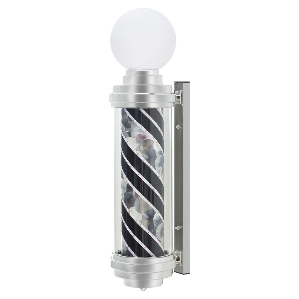BarberPub Modern Wall-mounted Barber Pole with Bright Rotating LED Strips L014