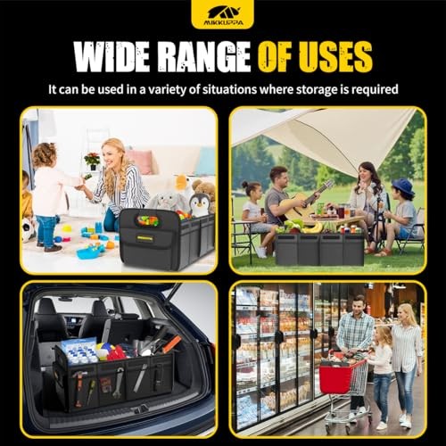 Car Trunk Organizer - 70L Collapsible Trunk Organizer for Medium Black