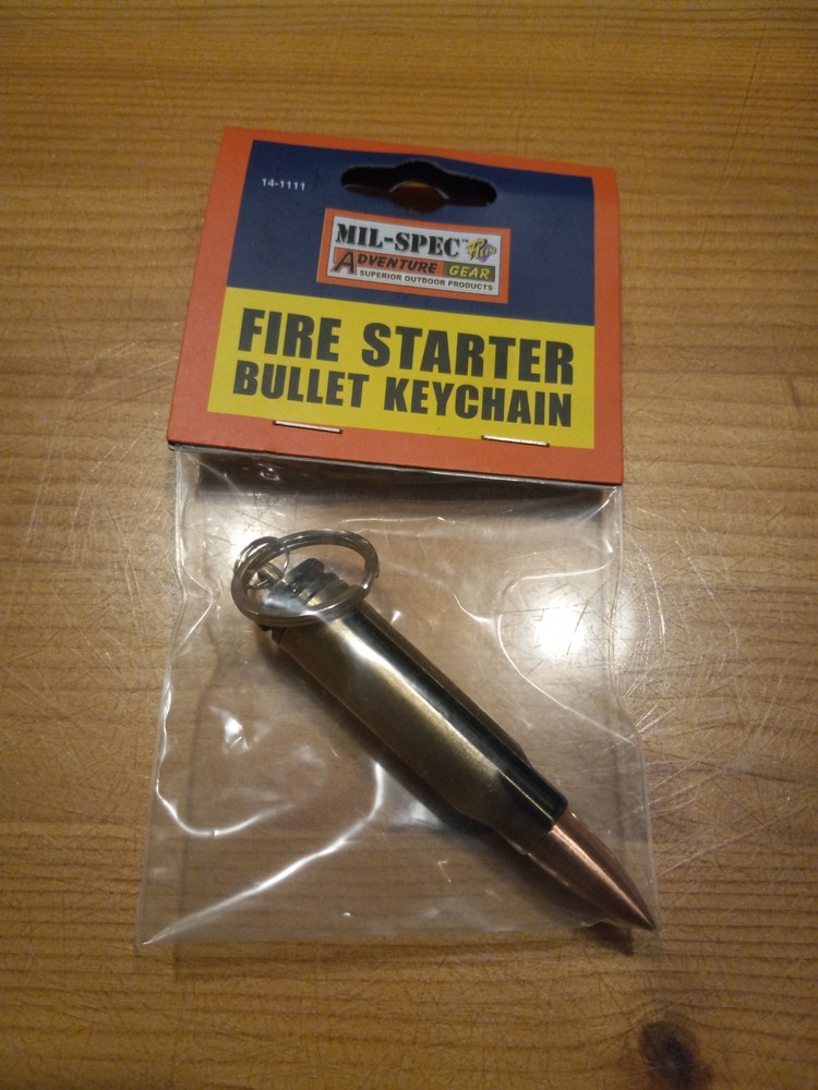 Mil-Spec Gear Bullet Fire Piston Keychain – Compact Survival Fire Starter -