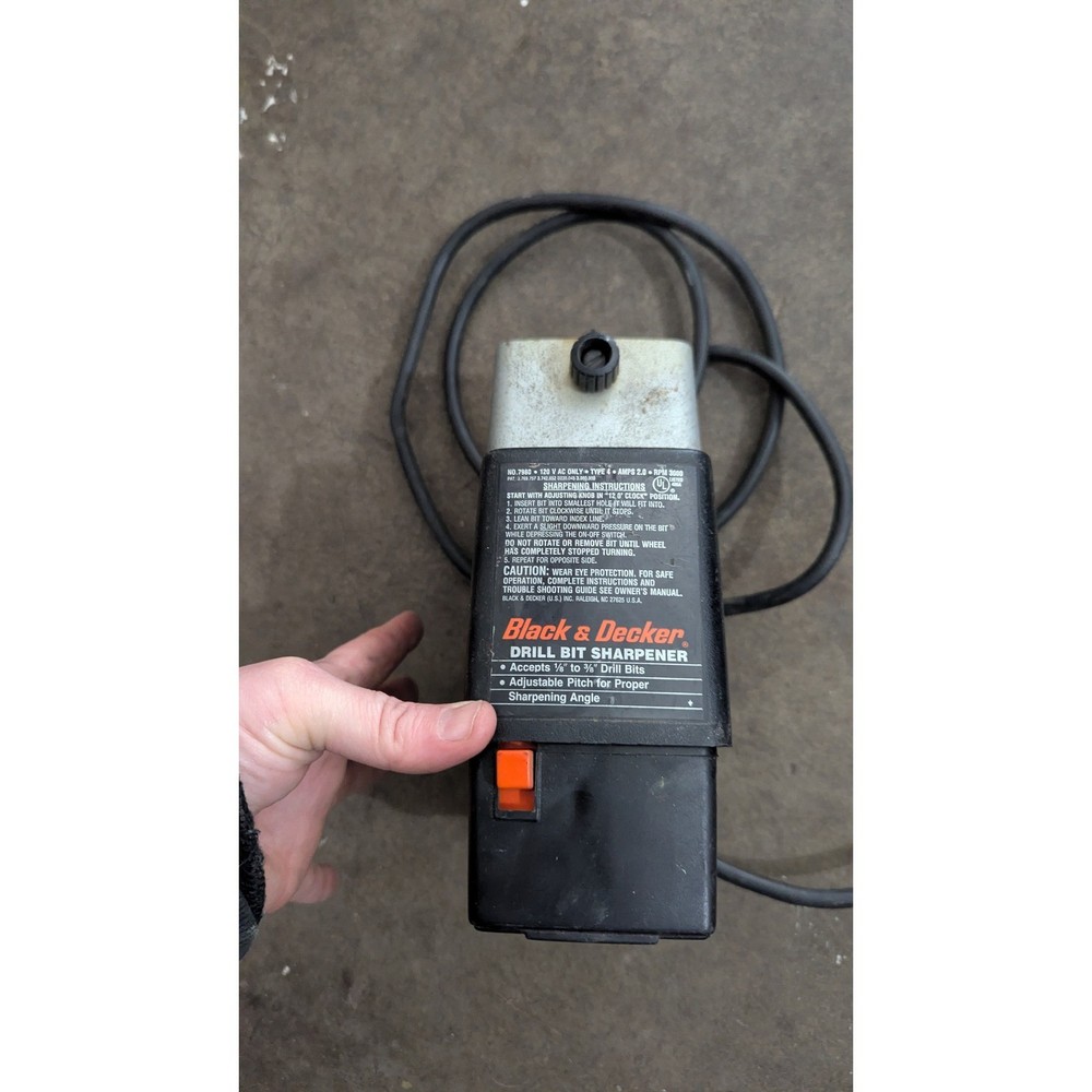 Black Decker Drill Bit Sharpener 1/8 to 3/4 Inch Adjustable Pitch