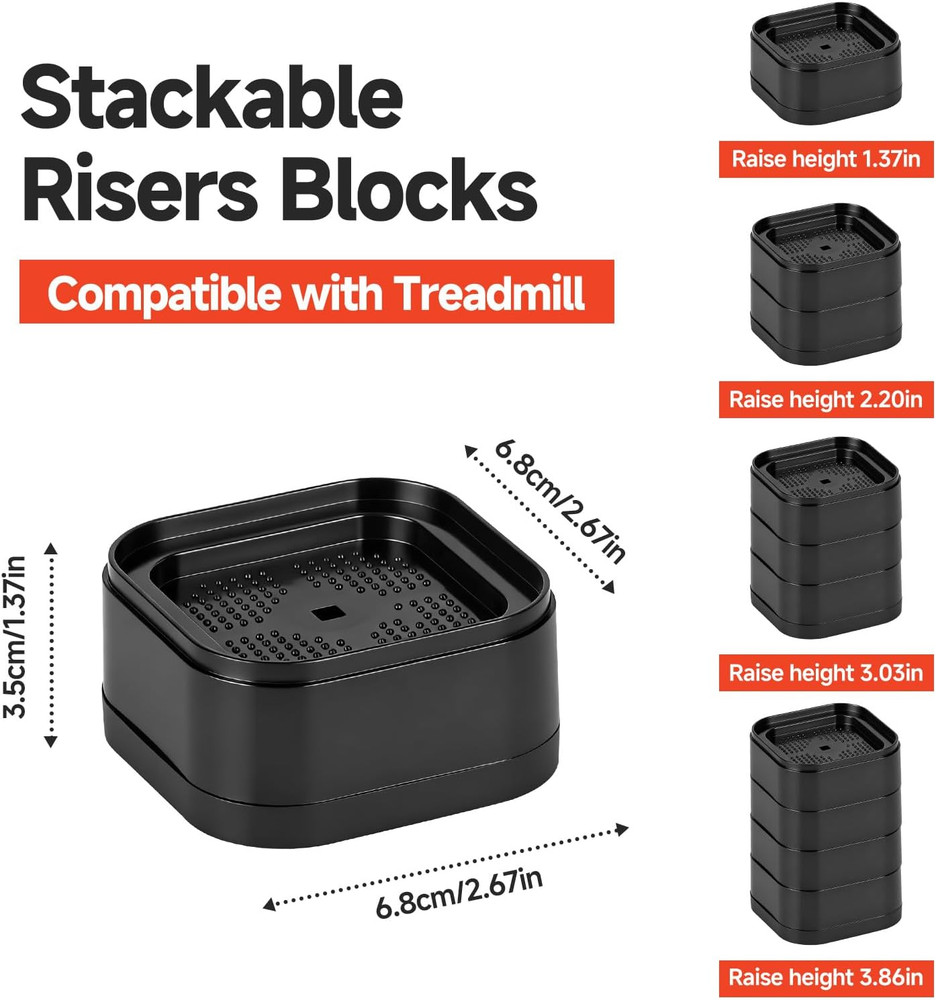 4-Pack Adjustable Height Treadmill Incline Riser Blocks for Home and Gym