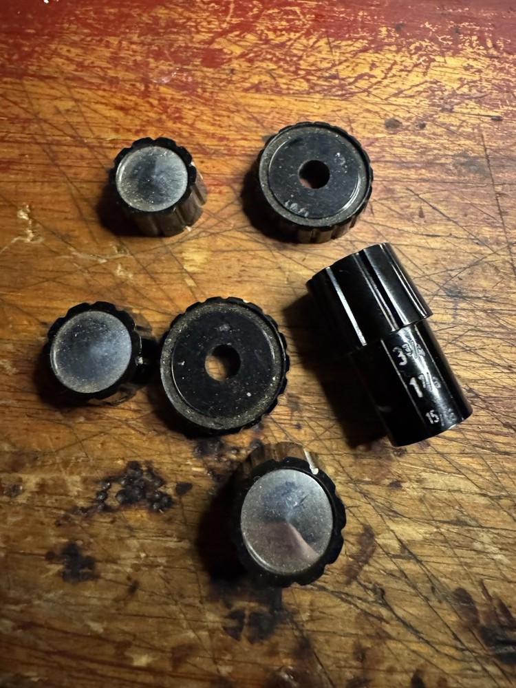 UHER Universal , Reel to Reel Recorder Front Knobs 6 pieces 4 knobs