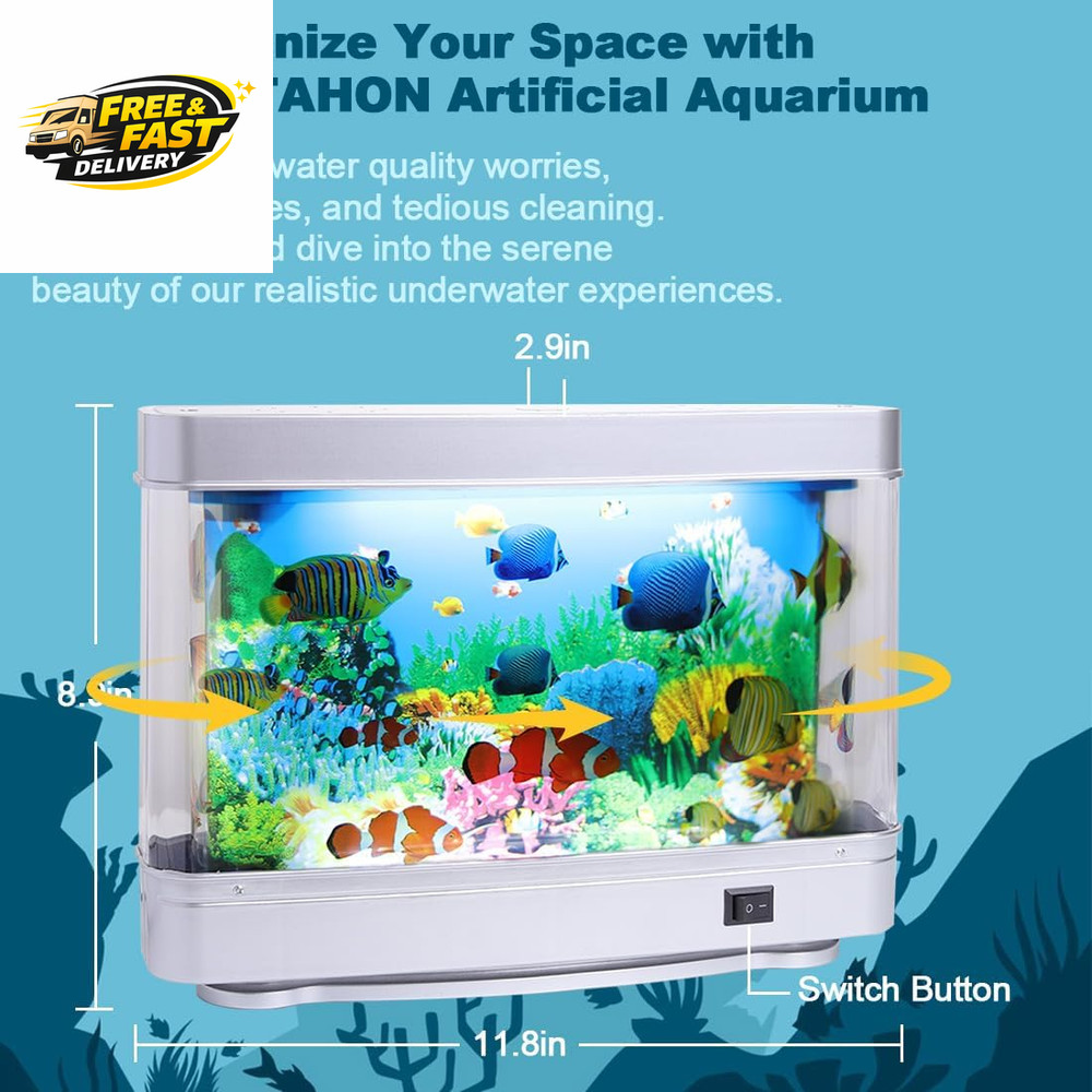 Artificial Tropical Fish Decorative Moving Aquarium Lamp - Virtual Ocean Motion.