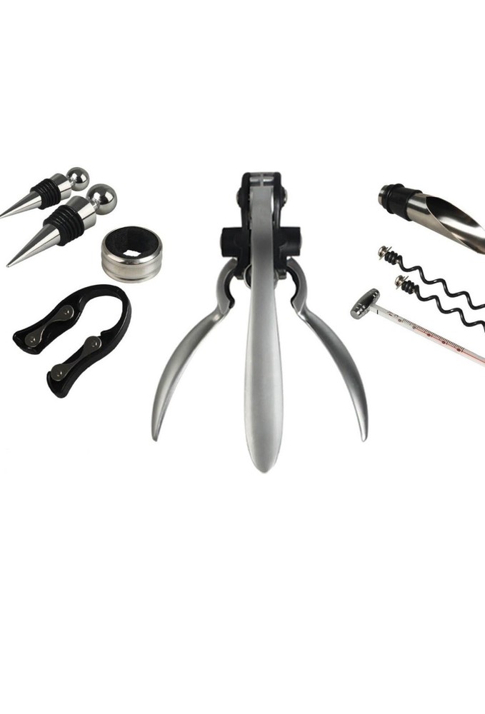 9 Pcs Wine Accessory Gift Box Includes CorkScrew Wrap Cutter Wine Thermomete