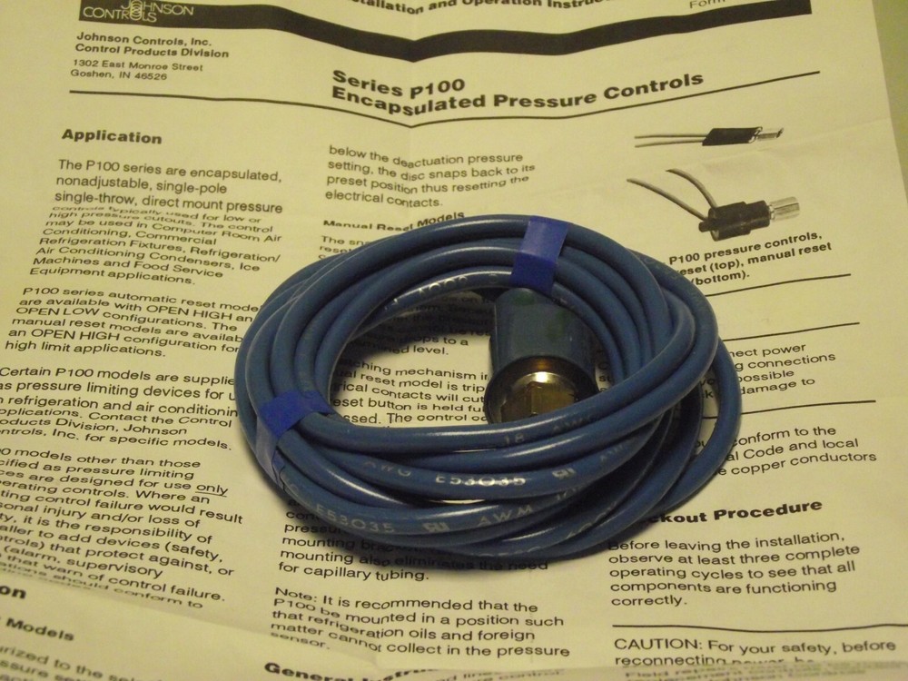 JOHNSON CONTROLS P100AA-2C ENCAPSULATED PRESSURE CONTROL NEW