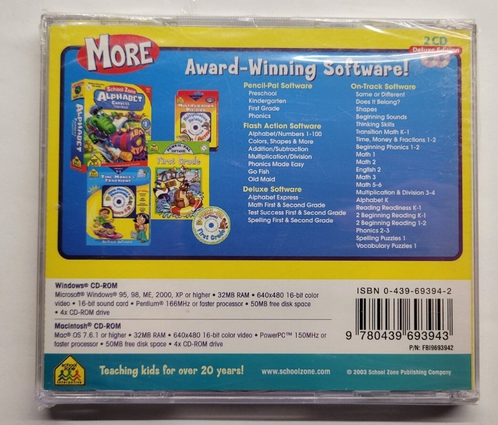 School Zone Second 2nd Grade Deluxe Edition (PC or Mac CD-ROM, 2003, Scholastic)