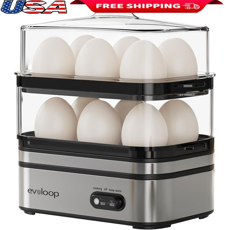 Stackable Egg Cooker Multi Functional Easy Clean Rapid Boiled Poached Eggs New