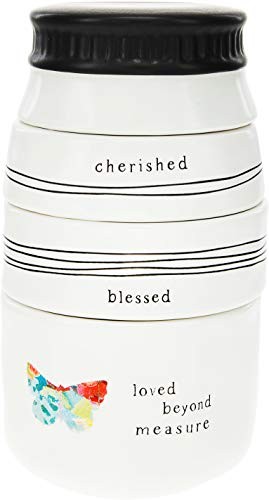 Pavilion Gift Cherished Blessed Loved 4-Piece Stackable Stoneware Measuring Cups