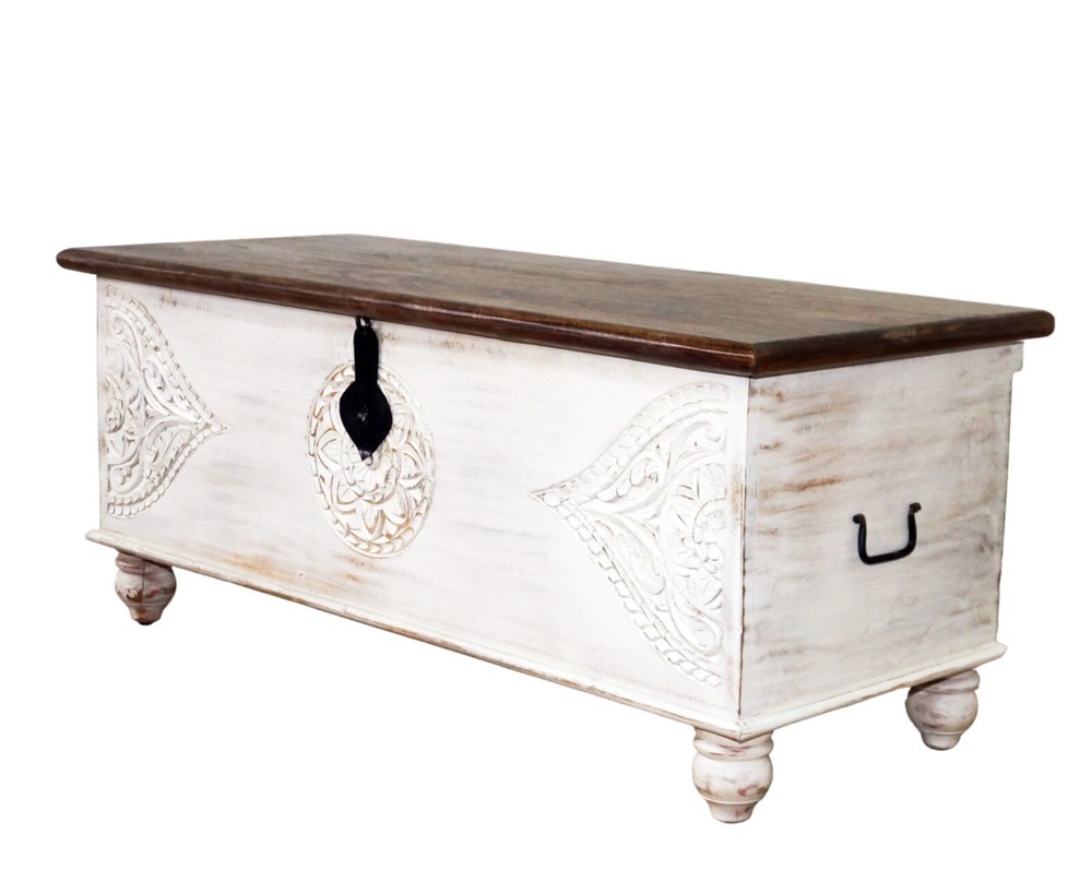 Hand-crafted large solid wood storage chest/ bench trunk/coffee table/ottoman