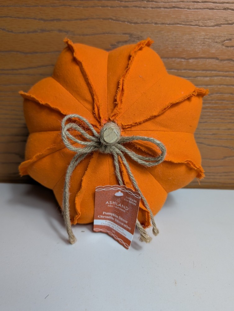 New with Tag 8.5" Orange Fabric Tabletop Pumpkin Patch by Ashland ® Decor Fall