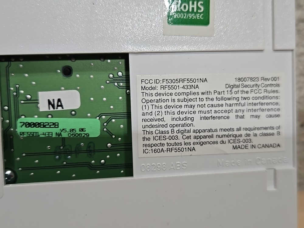 DSC RF5501-433NA Powerseries Fixed Message Keypad and Wireless Receiver