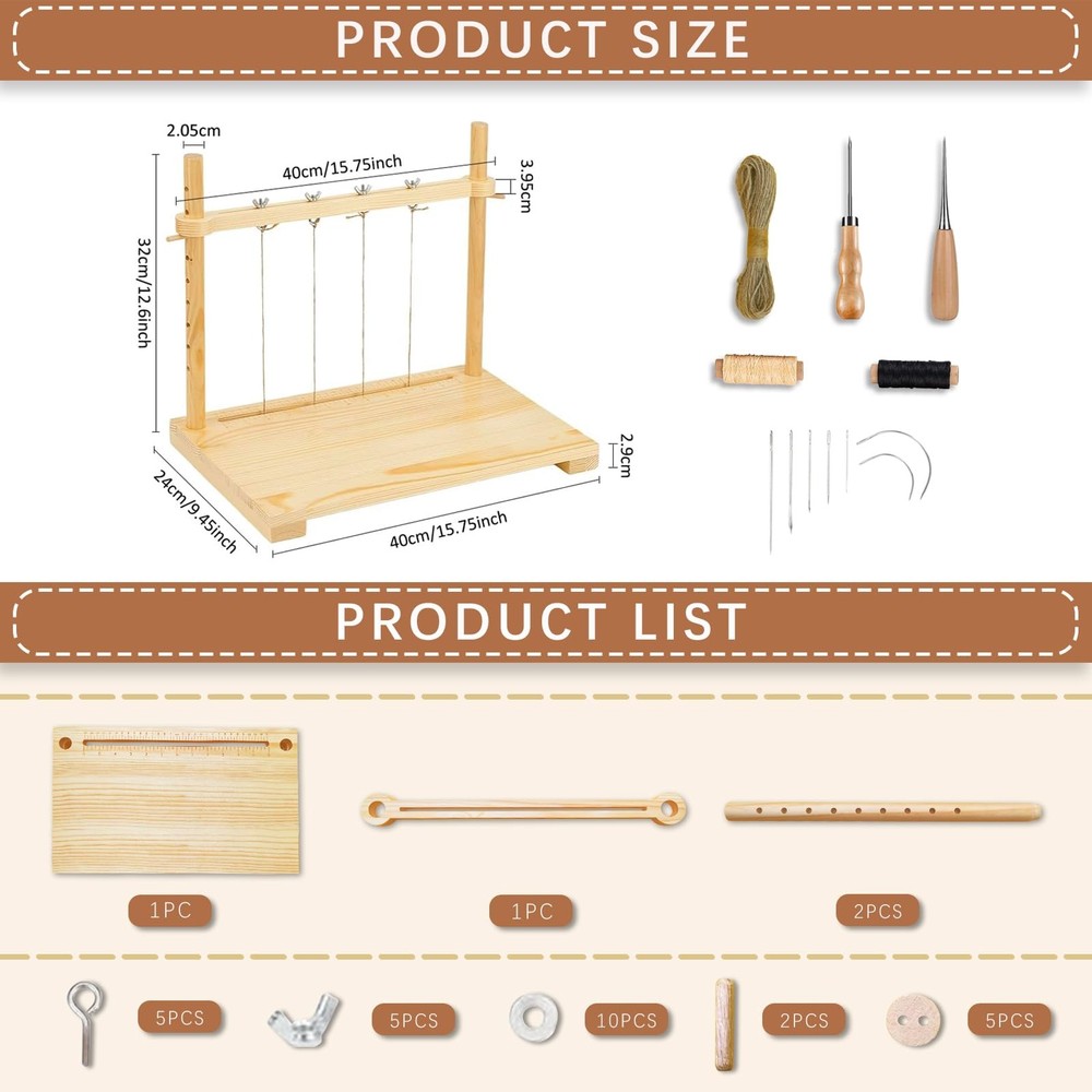 GeryVtee Bookbinding Sewing Frame Set Wood Book Binding Kits Variable,