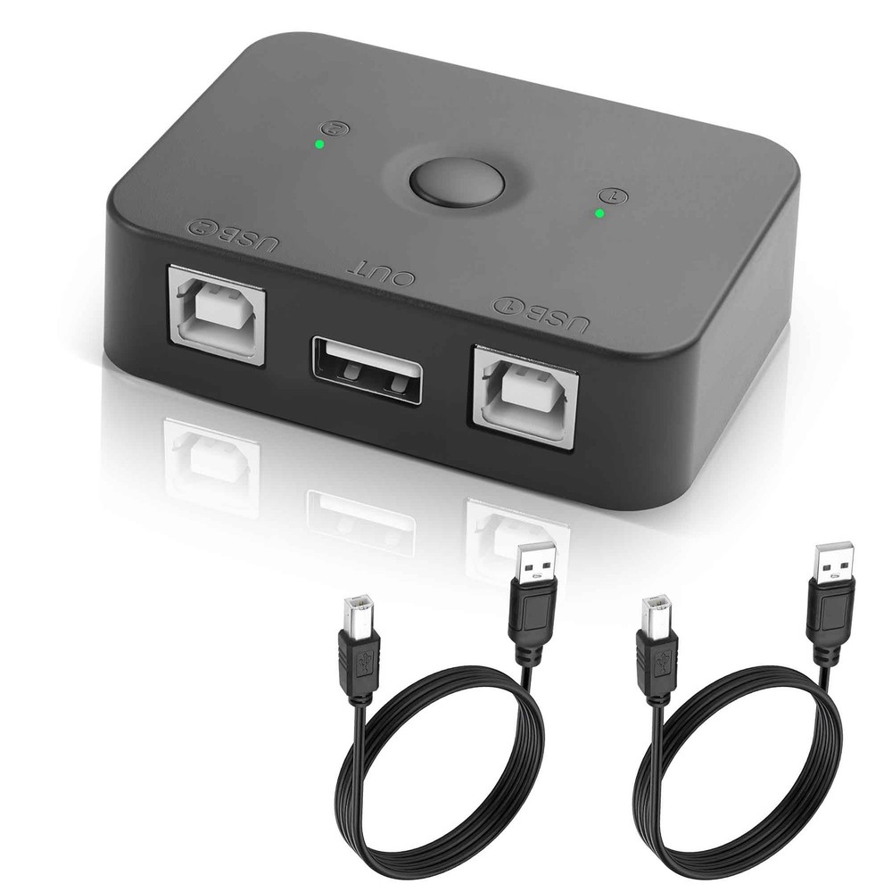 USB 2.0 Printer Sharing Switch 2 in 1 Out Manual Switcher,USB Switch 2 Comput...