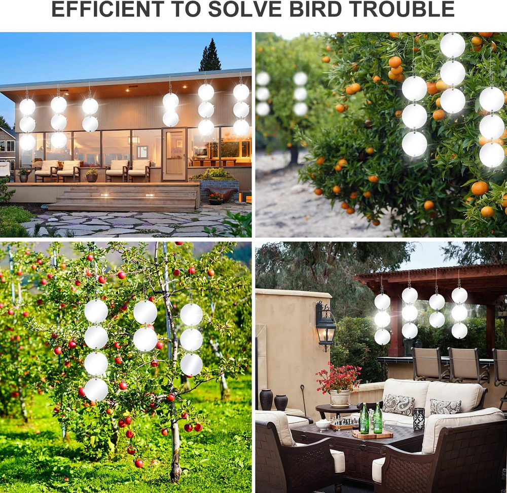 30 Pcs Bird Scare Discs -Highly Reflective Double-Sided Reflectors Upgraded Disc