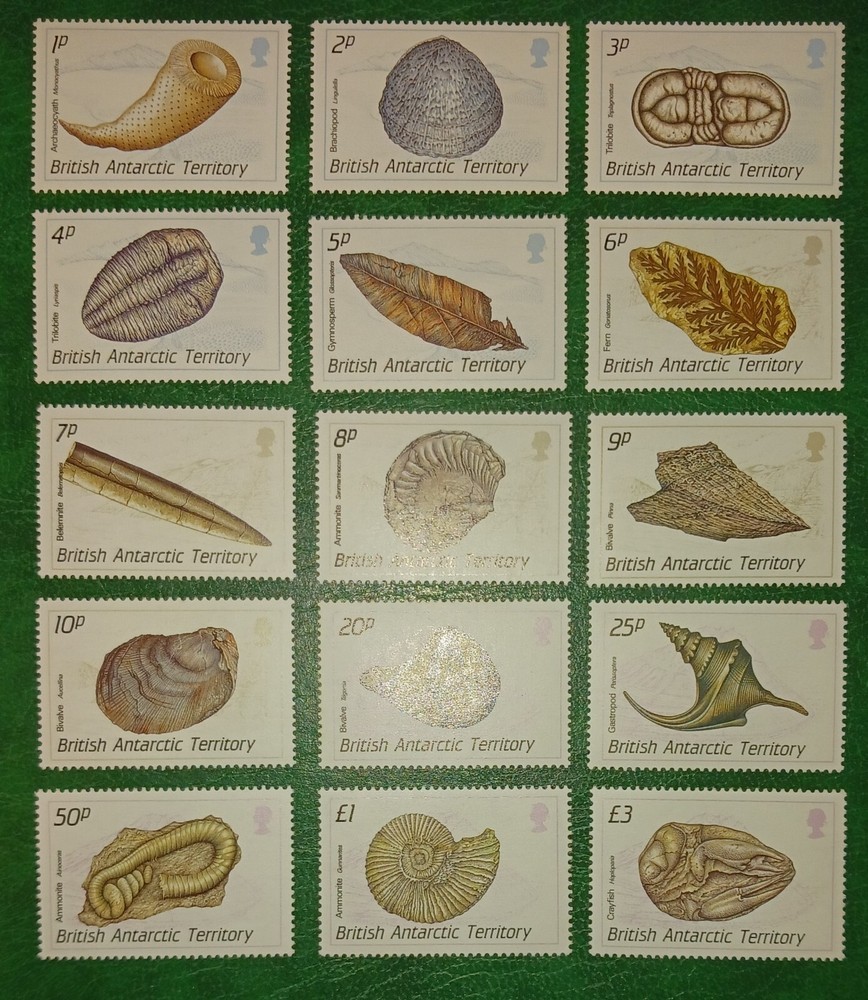 BRITISH ANTARCTIC TERRITORY 1990 Fossil Complete Set Gem Quality - Set 1