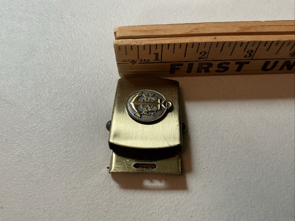 Vintage Merit USA Solid Brass Navy Belt Buckle