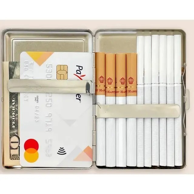 Shitometer Cat Cigarette Case With Built in Butane Lighter for 100's