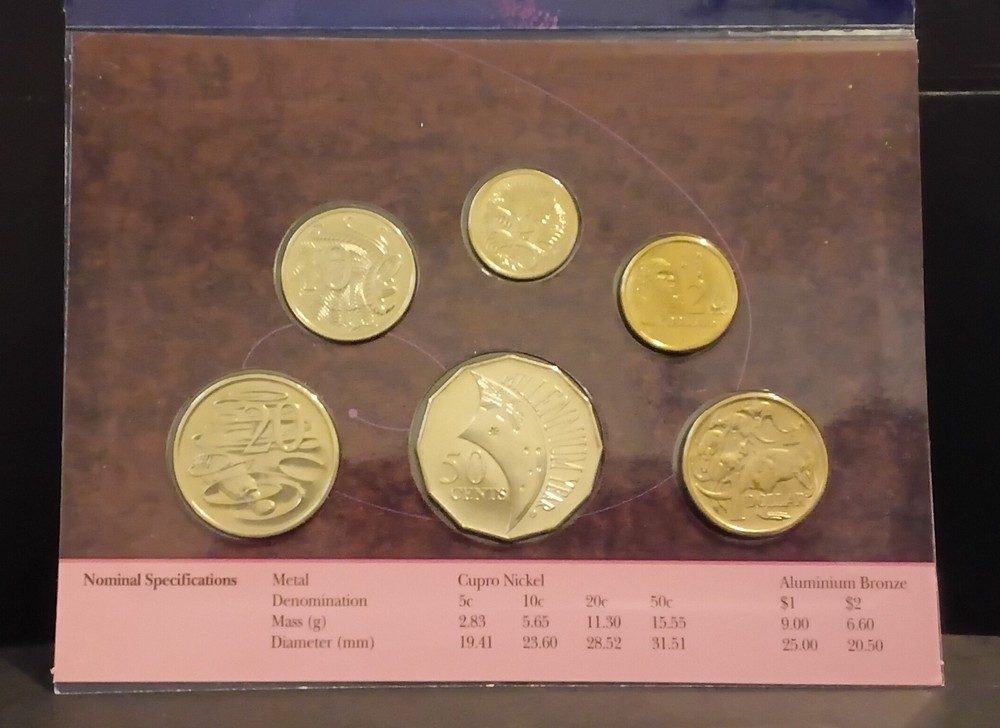 2000 Uncirculated UNC Australia 6 Coin Pack - 5 Cent -$2 50c Millennium Design